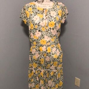 Ann Taylor Floral Yellow and Green Dress